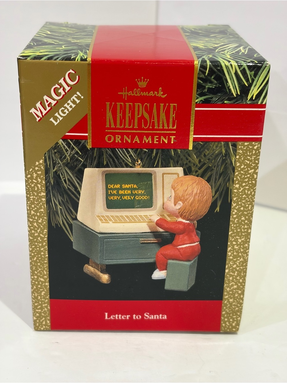 Vintage 1990 Hallmark Keepsake Magic Light Letter To Santa Ornament